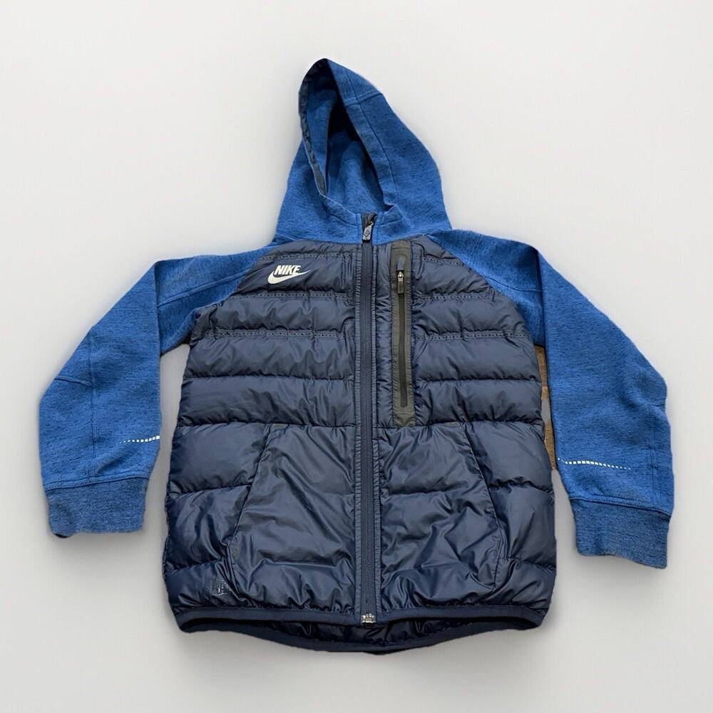 Nike Sportswear 800 Aeroloft Tech Boys Blue Down Hooded Jacket Size S 717104 451